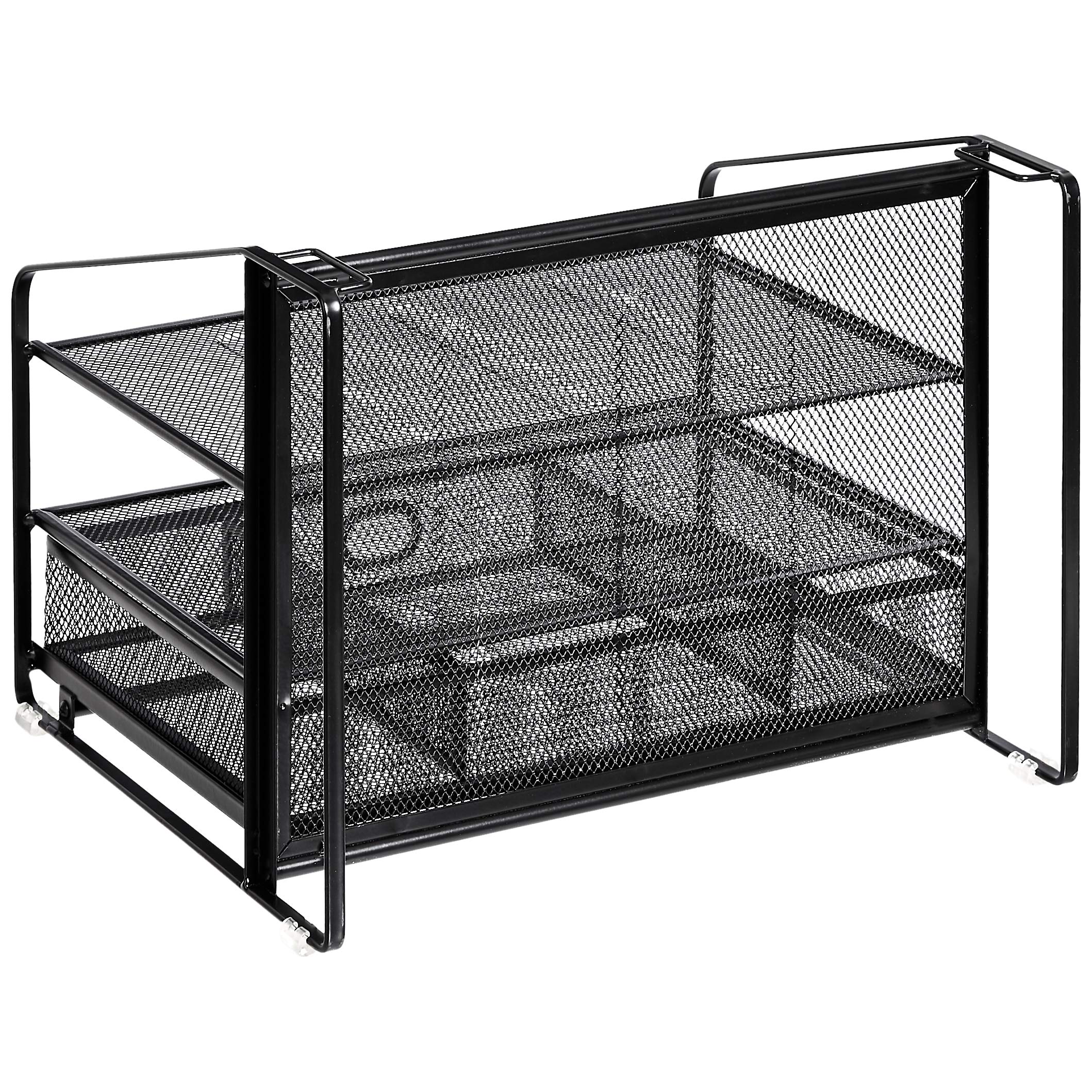 AmazonBasics 三層桌面整理架｜連抽屜及掛文件位・黑色・圖片 4